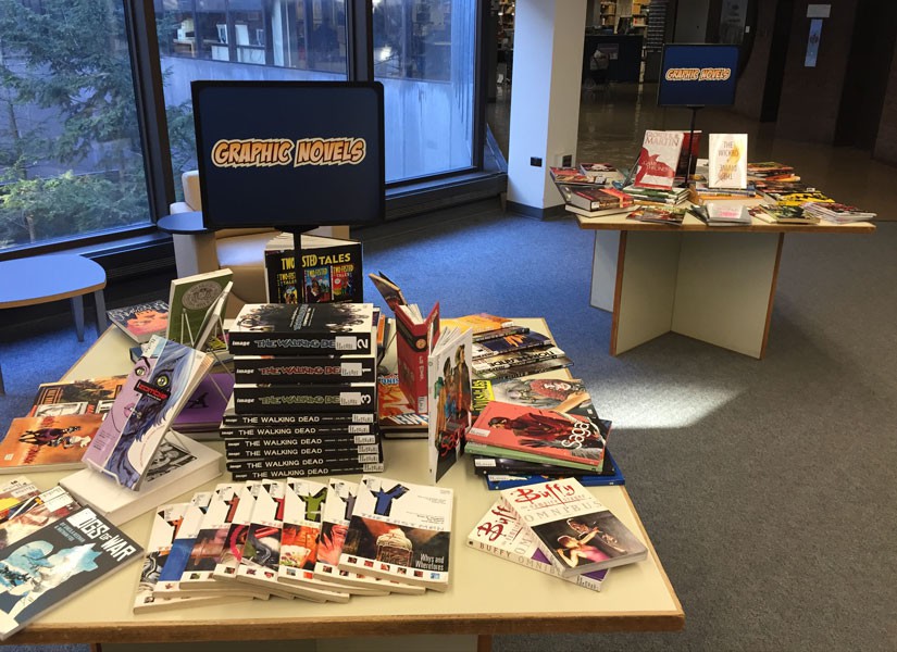 Graphic Novels exhibit in Lockwood 2015